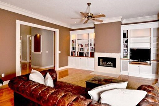 Spacious living room with the fireplace